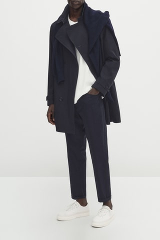 Pantalon jean popeline relaxed fit - Bleu marine