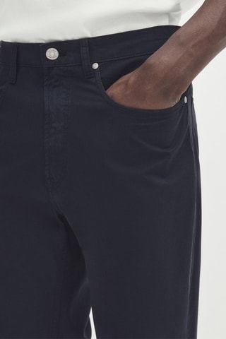 Pantalon jean popeline relaxed fit - Bleu marine