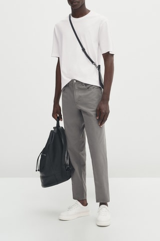 Pantalon jean popeline relaxed fit - Gris