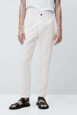 Pantalon chino sergé relaxed fit - Blanc