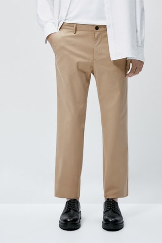 Pantalon chino en coton droit - Camel