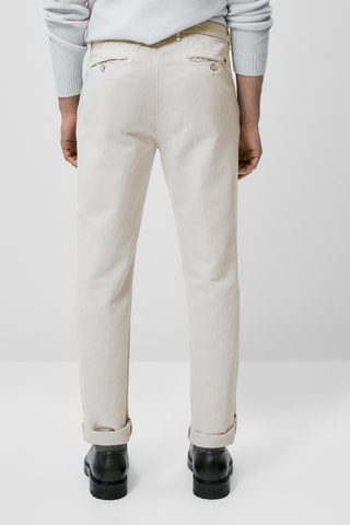 Pantalon chino lin et coton coupe slim - Gris