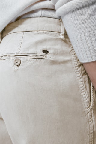 Pantalon chino lin et coton coupe slim - Gris