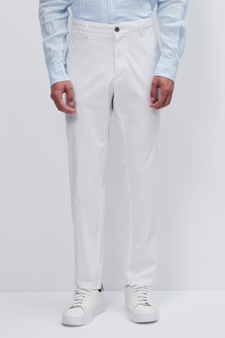 Pantalon chino en coton et lin tapered fit - Blanc