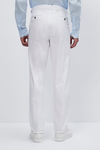 Pantalon chino en coton et lin tapered fit - Blanc