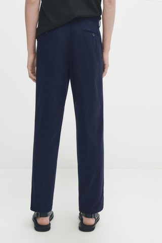 Pantalon chino en coton droit - Bleu marine