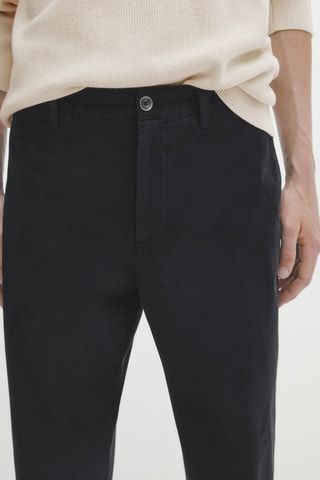 Pantalon chino mélange de coton coupe tapered - Bleu marine