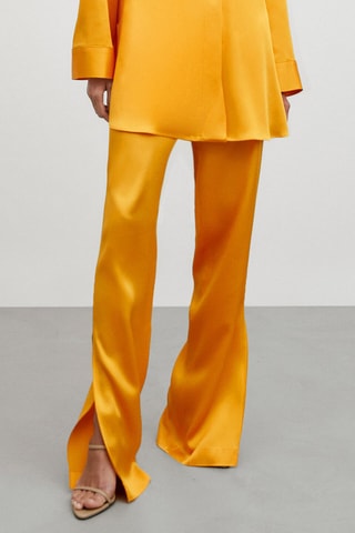 Pantalon satiné à fentes - Orange