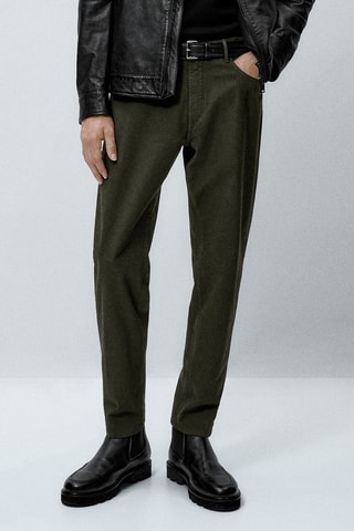 Faux jean texturé tapered fit - Kaki