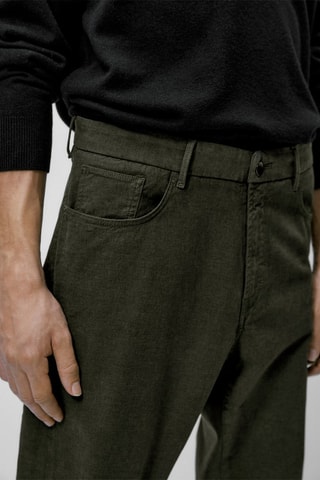 Faux jean texturé tapered fit - Kaki