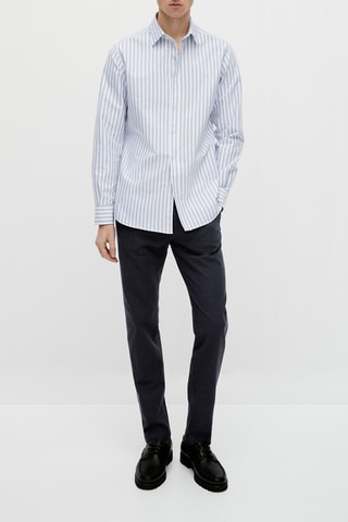 Pantalon chino délavé slim fit - Bleu marine chiné