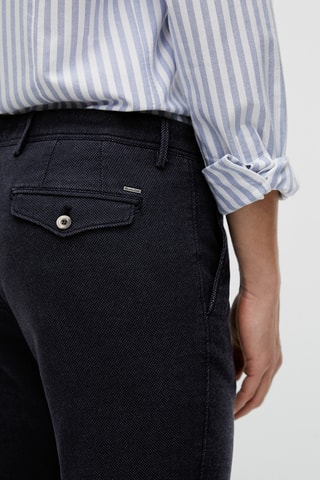 Pantalon chino délavé slim fit - Bleu marine chiné