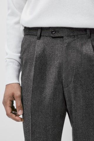 Pantalon habillé en flanelle de laine lavable - Gris