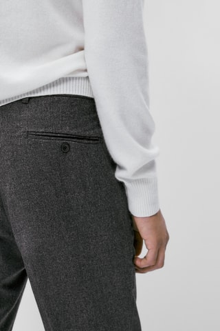 Pantalon habillé en flanelle de laine lavable - Gris