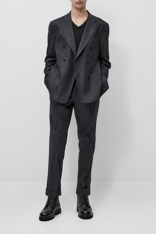 Pantalon de costume bleu marine en laine - Bleu marine