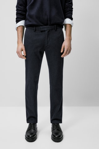 Pantalon chino en sergé slim fit - Bleu marine chiné