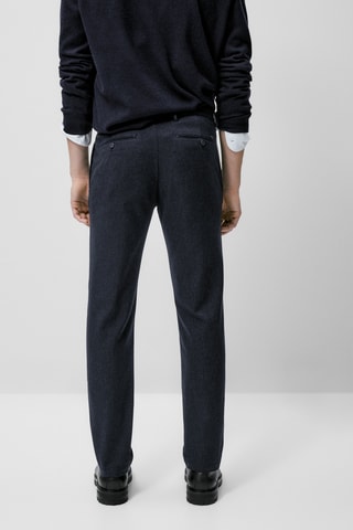 Pantalon chino en sergé slim fit - Bleu marine chiné