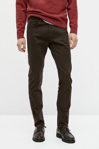 Pantalon type jean broken twill slim fit - Marron