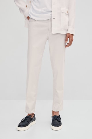 Pantalon type jean micro sergé tapered fit - Gris clair