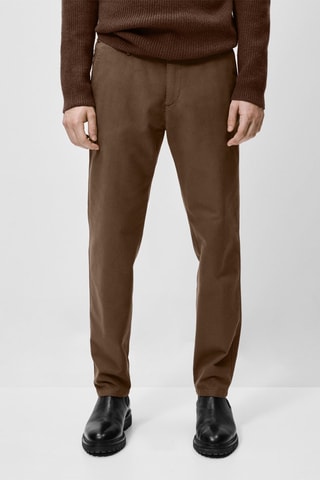 Pantalon sergé similivelours slim fit - Marron