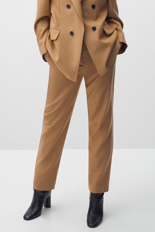 Pantalon cigarette 100% pure laine - Marron