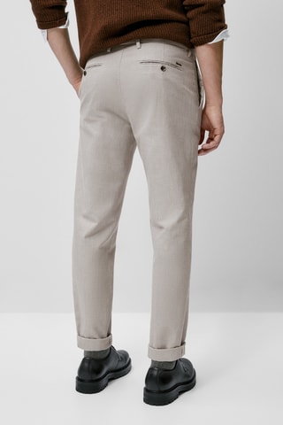 Pantalon motif pied-de-poule slim fit - Ecru et marron