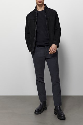 Pantalon similivelours coton slim fit - Bleu marine