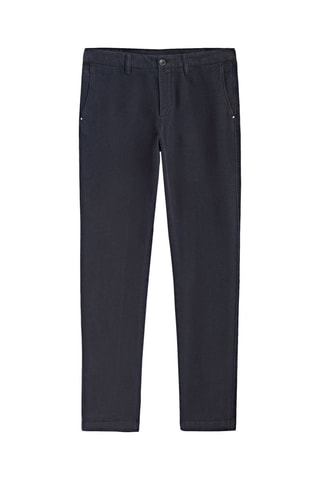 Pantalon similivelours coton slim fit - Bleu marine