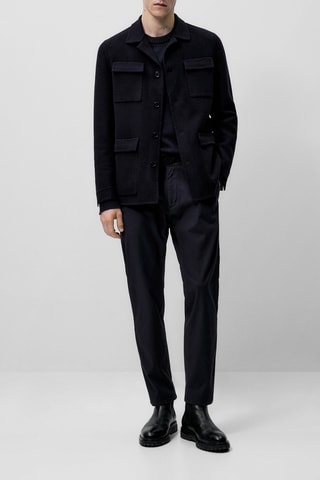 Pantalon chino micro-texturé jogging fit - Bleu marine