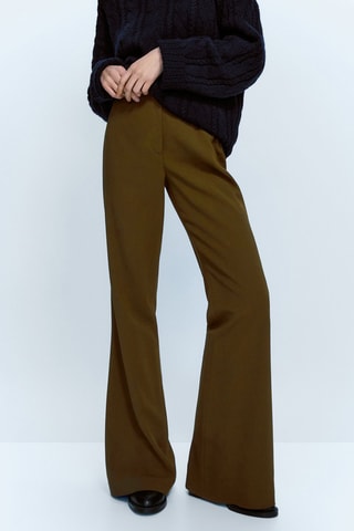 Pantalon flare taille haute - Kaki