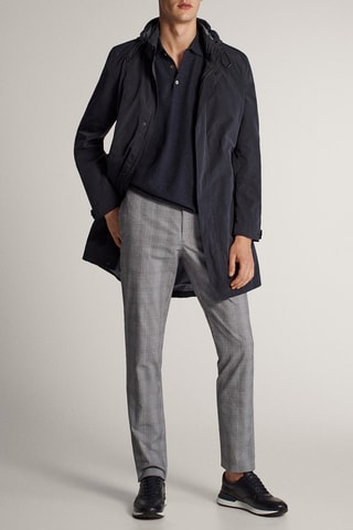 Pantalon à carreaux tricolore slim fit - Bleu marine et gris