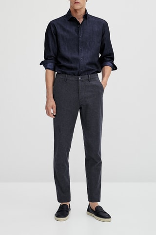 Pantalon microcarreaux coton - Gris foncé