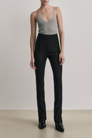 Pantalon cigarette fermeture éclair dans le bas - Studio en laine taille haute - Noir