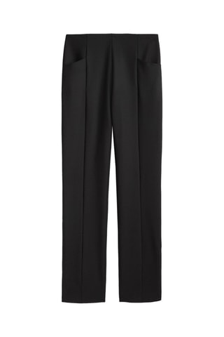 Pantalon cigarette fermeture éclair dans le bas - Studio en laine taille haute - Noir