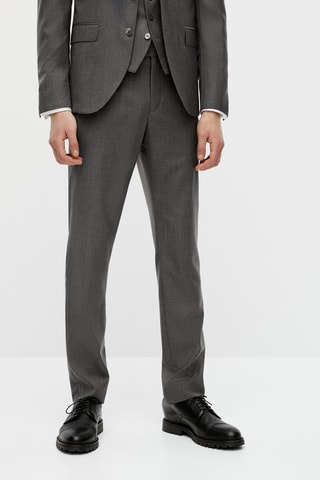 Pantalon de costume gris en laine rayures tennis - Gris foncé