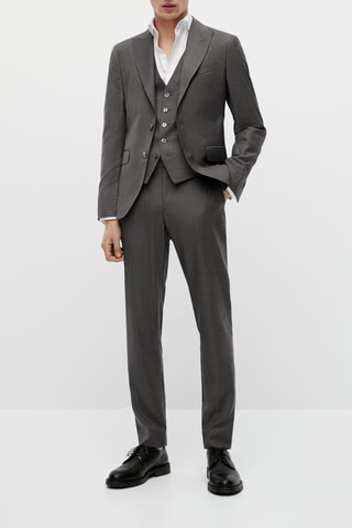 Pantalon de costume gris en laine rayures tennis - Gris foncé