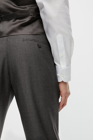 Pantalon de costume gris en laine rayures tennis - Gris foncé