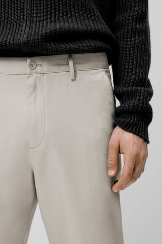 Pantalon chino en coton et lin tapered fit - Gris