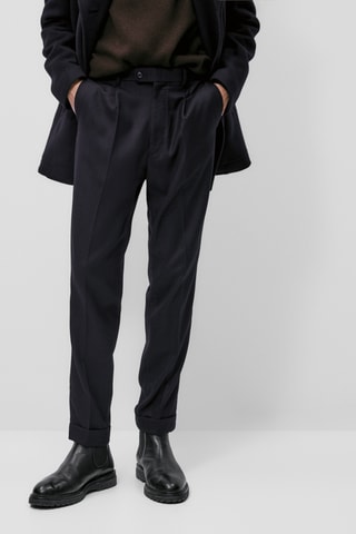 Pantalon habillé en flanelle de laine lavable - Bleu marine