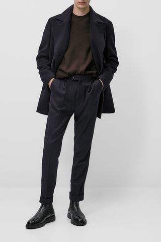 Pantalon habillé en flanelle de laine lavable - Bleu marine