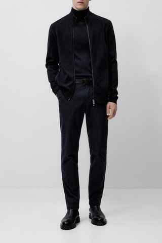 Pantalon motif pied-de-poule slim fit - Bleu marine