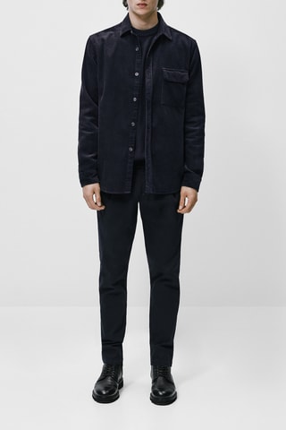 Pantalon chino à pinces sergé - Bleu marine