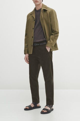 Pantalon chino micro-texturé tapered fit - Vert foncé