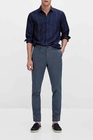 Pantalon chino en coton slim fit - Bleu