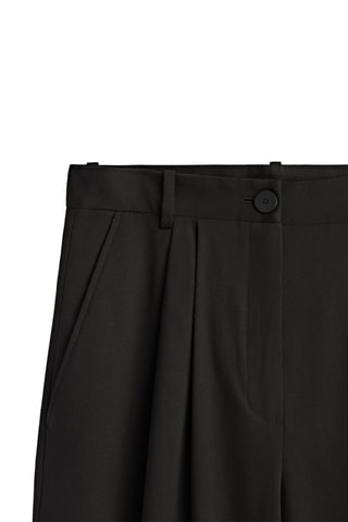 Pantalon à pinces en coton mélangé - Noir