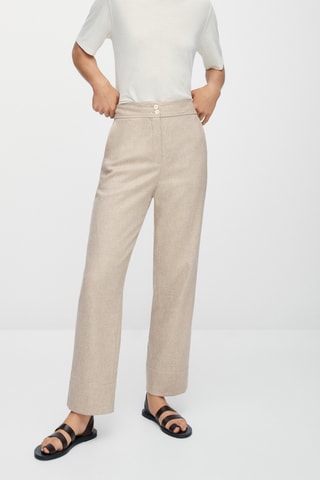 Pantalon en laine deux boutons - Ecru