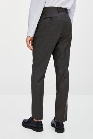 Pantalon de costume texturé gris en laine - Gris foncé
