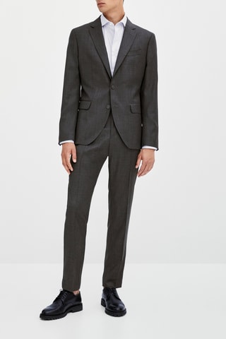 Pantalon de costume texturé gris en laine - Gris foncé