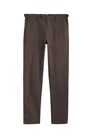 Pantalon fil mouliné en coton droit - Marron