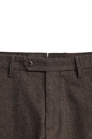 Pantalon fil mouliné en coton droit - Marron